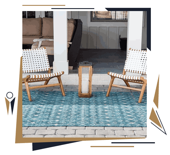Blue Color Rugs for outdoor space under chairs