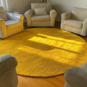 round yellow rug