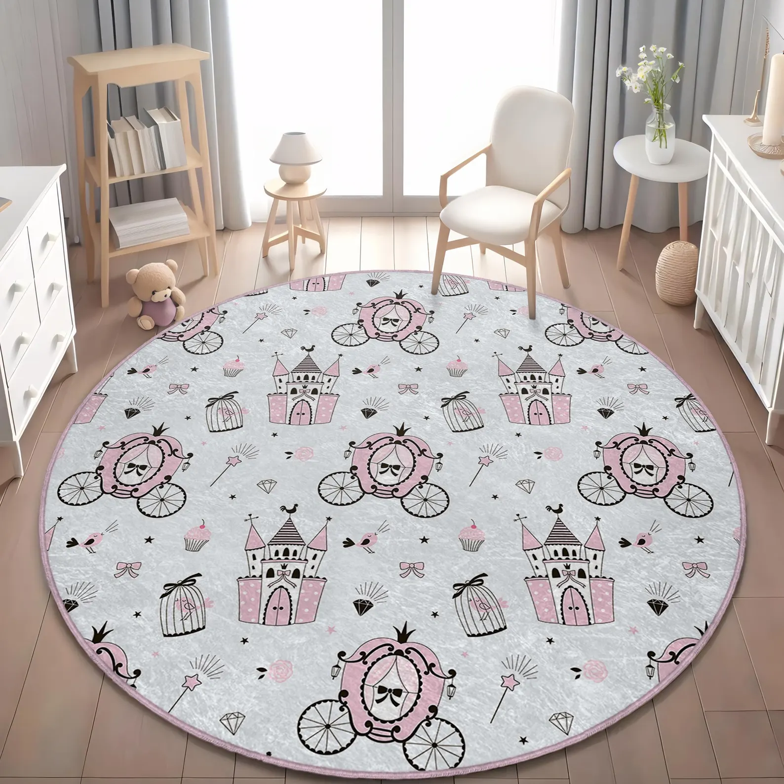 Fairytale Castle Round Nursery Rug