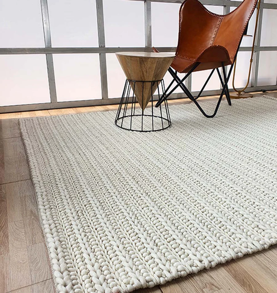 Handmade Natural White Woven Rug
