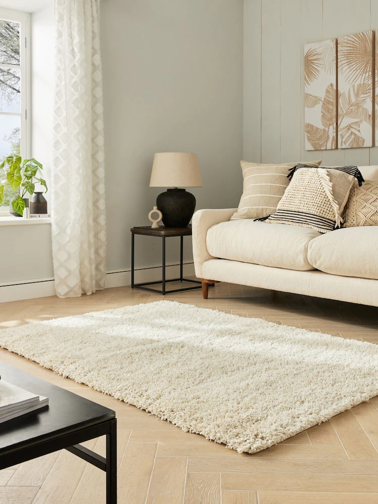 Ivory White Premium Cosy Shaggy Rug