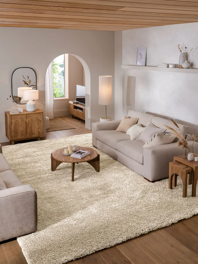 Light Natural Premium Cosy Shaggy Rug