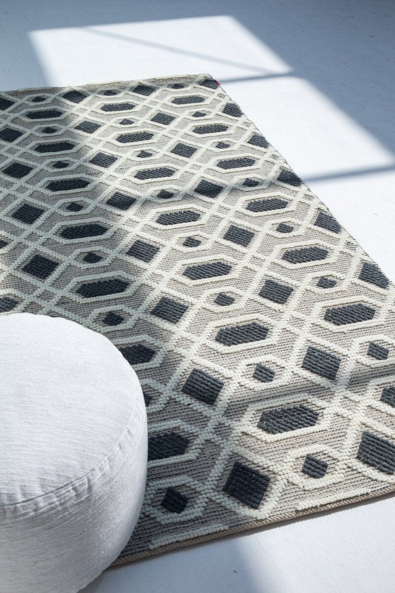 Modern Geometry - White & Dark Grey Rug