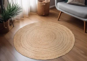 Brown Color Round Woven Rug