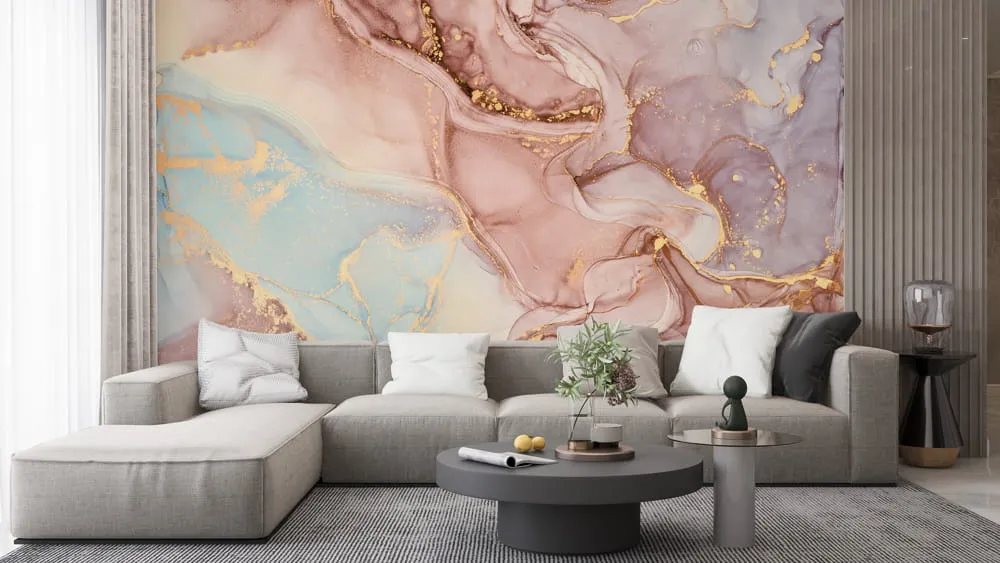 Luxury Custom Wallpaper For Living Room With Sofa Set