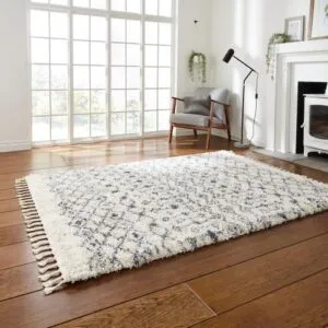 Modern White Printed Shaggy Rug