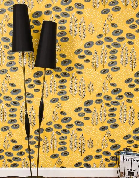 Yellow Color Floral Wallpaper UAE
