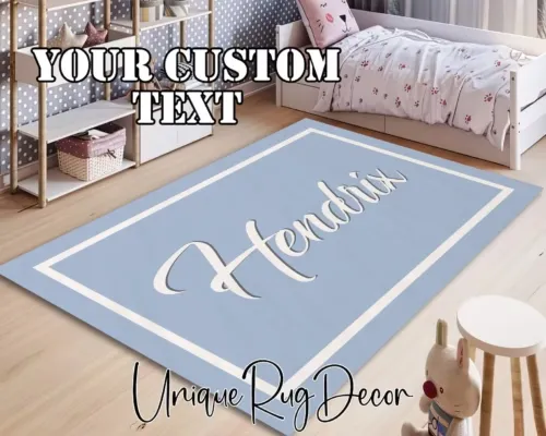 Blue Color Custom Baby Rug