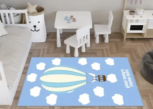 Personalized Hot Air Balloon Nursery Rug