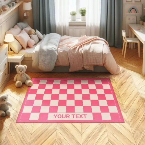 Pink Checker Custom Kids Rug