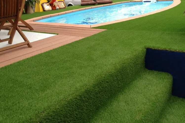 Custom Made Artifical Grass Installed in a Pool Area