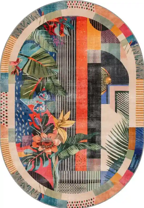 Amias Colourful Floral Oval Rug