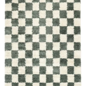Chessie Green Off White Shaggy Rug