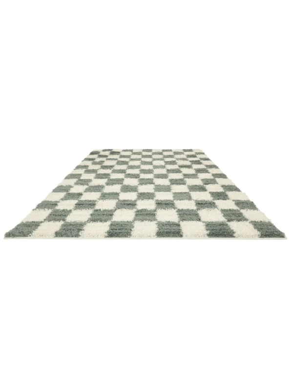 Chessie Green Off White Shaggy Rug