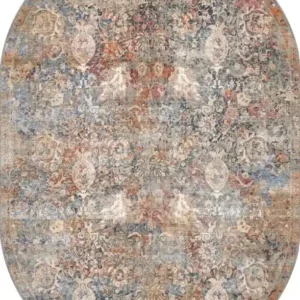 Colourful Oriental Washable Oval