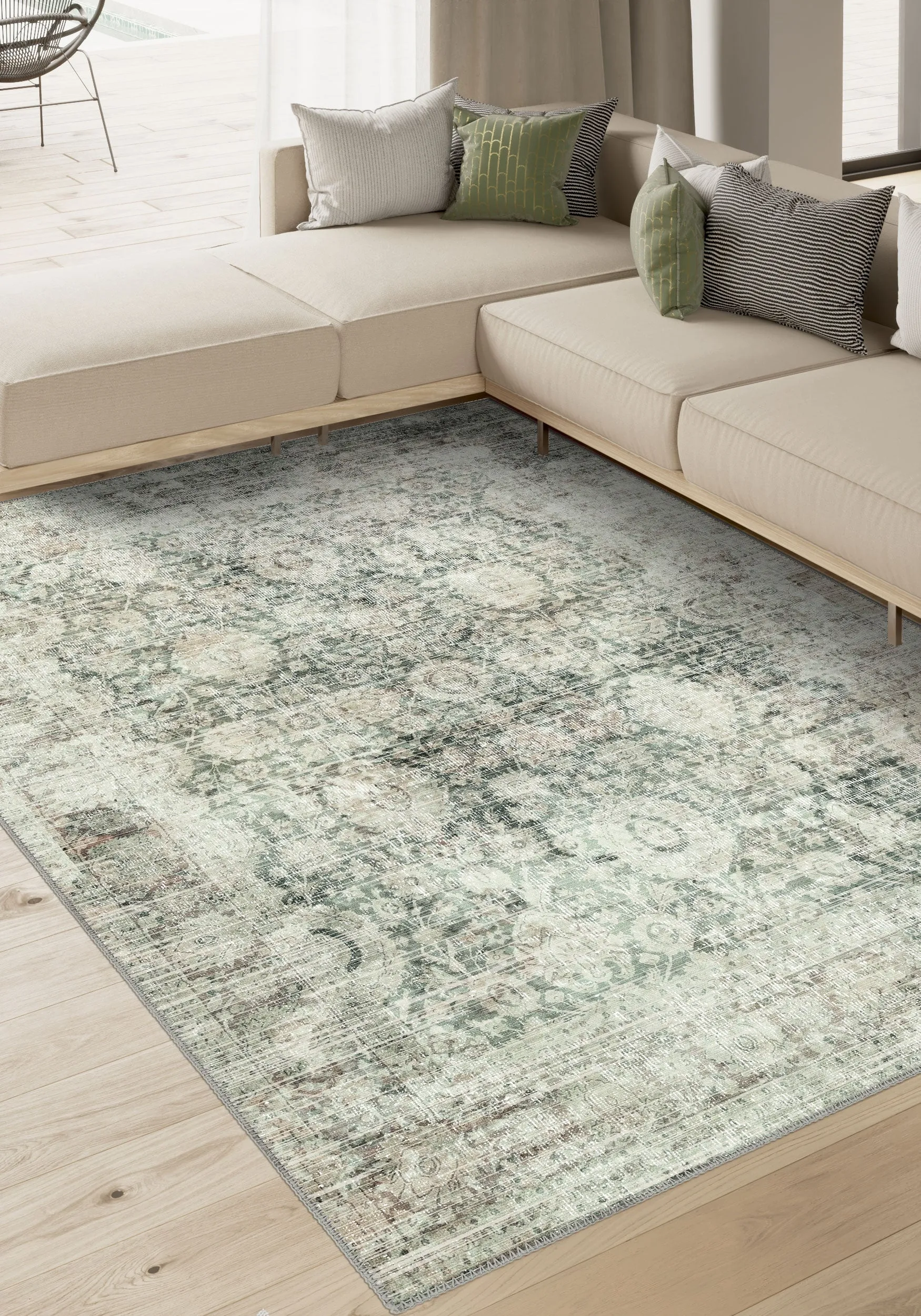 Ethan Green Erased Rug