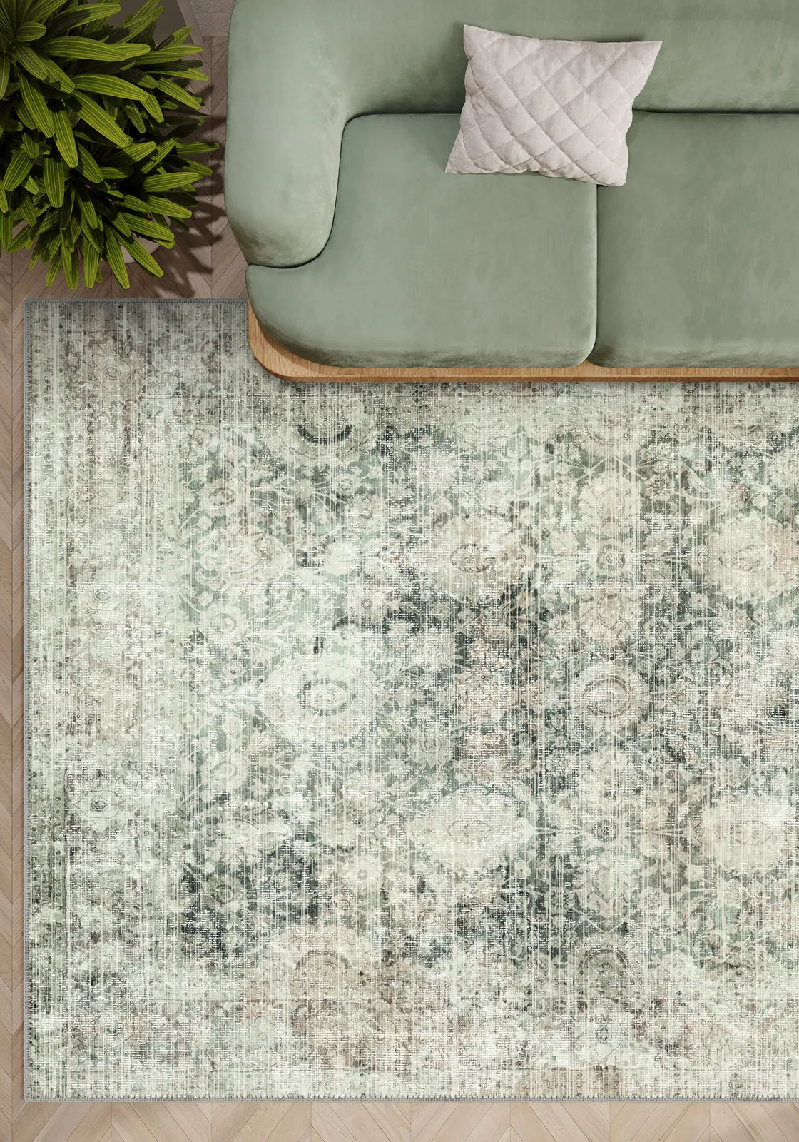 Ethan Green Erased Rug