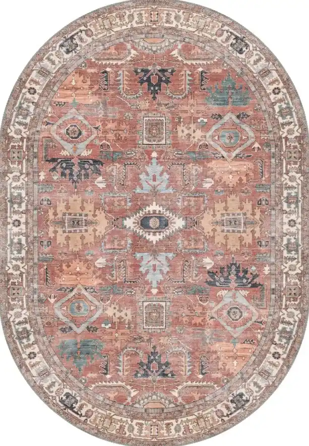 Fynlor Orange Washable Turkish Rug