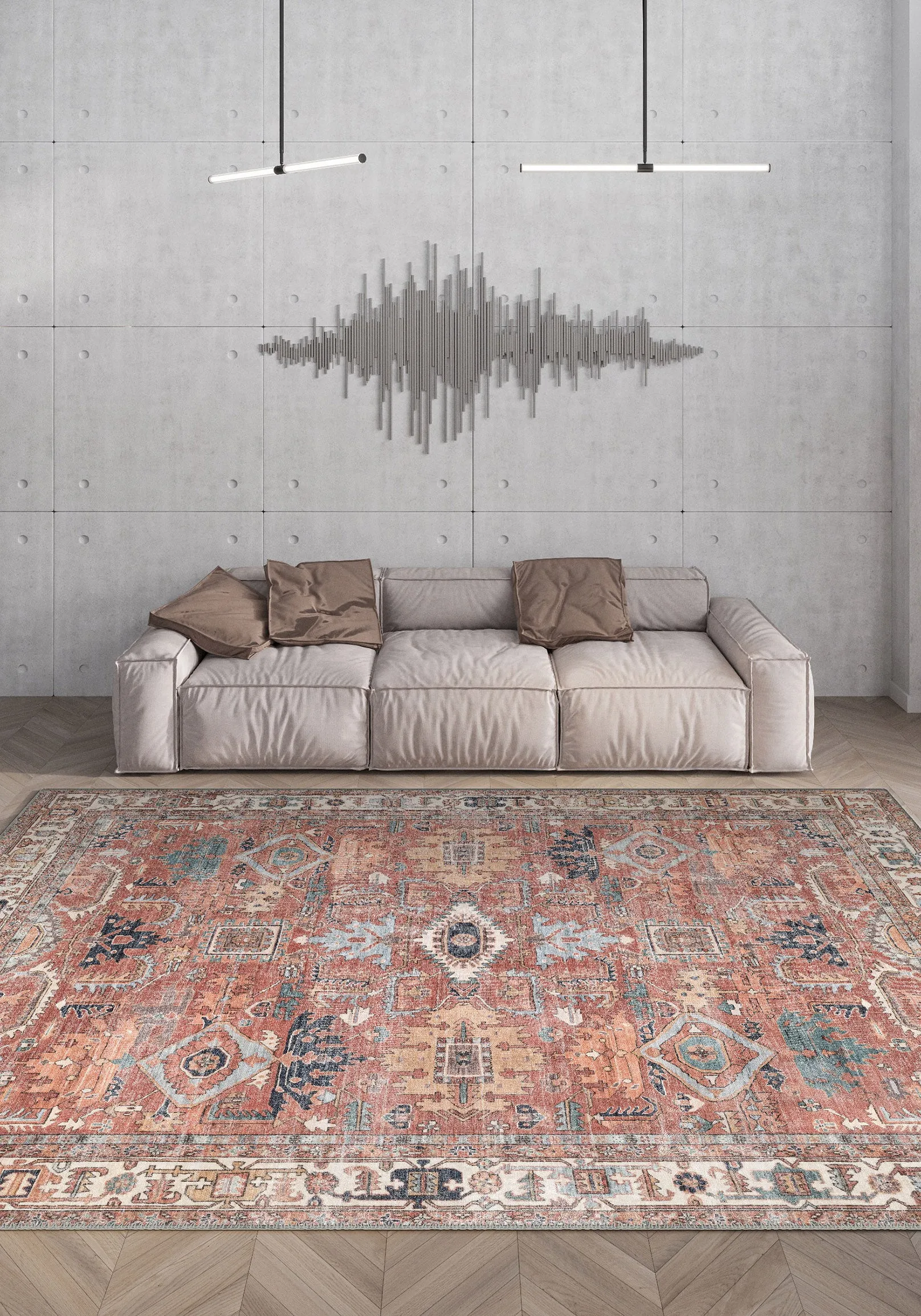 Fynlor Orange Washable Turkish Rug