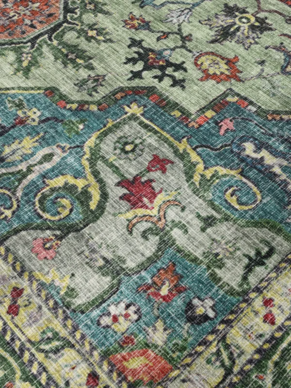Georgia Oriental Green Multicolor Cotton rug