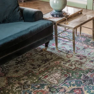 Georgia Oriental Green Multicolor Cotton rug