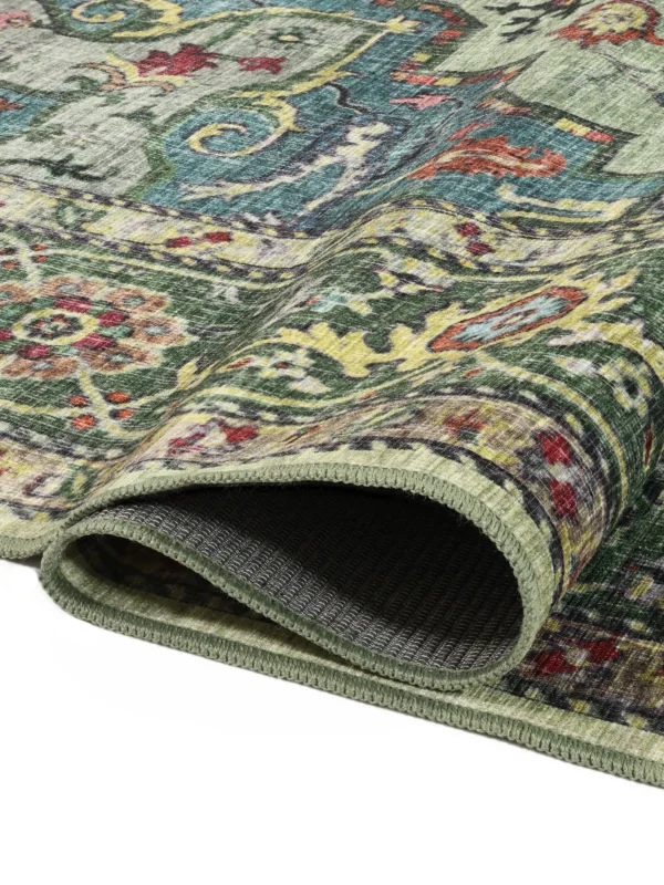 Georgia Oriental Green Multicolor Cotton rug