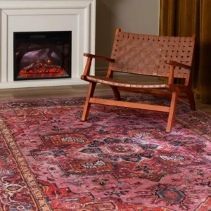 Georgia Oriental Red Pink Cotton rug