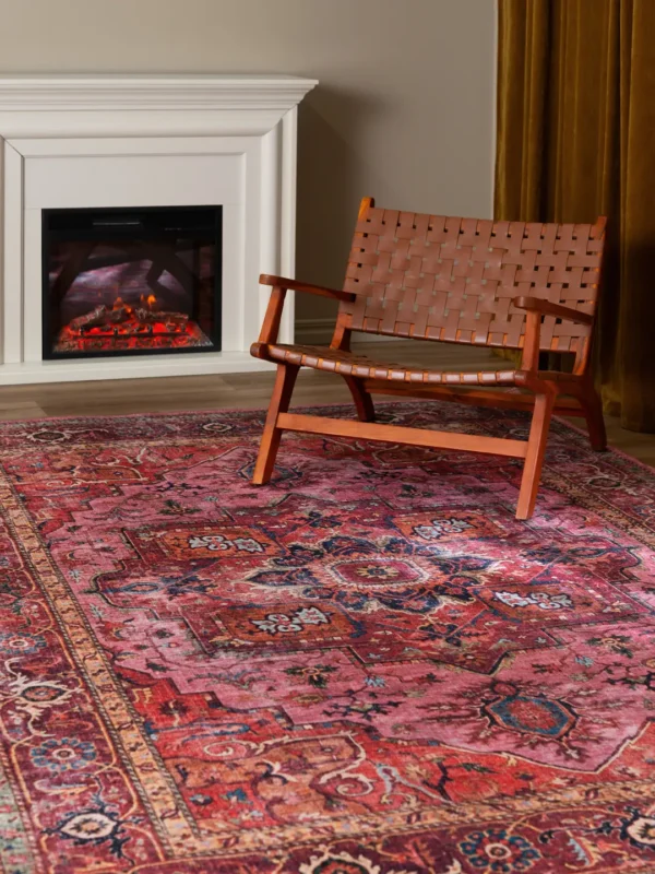 Georgia Oriental Red Pink Cotton rug