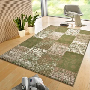 Gloria 105521 Bloques Green Cream Rug