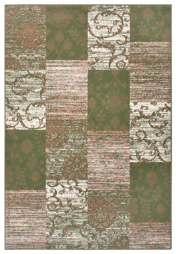 Gloria 105521 Bloques Green Cream Rug
