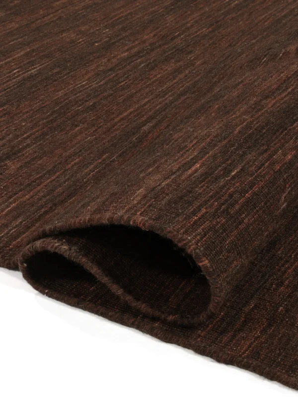 Kelim loom Dark Brown Wool rug