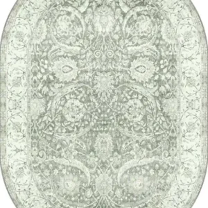 Leonie Washable Green Persian Oval