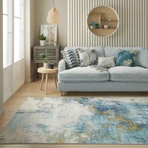 Lux Washable LUX04 Blue Gold Rug
