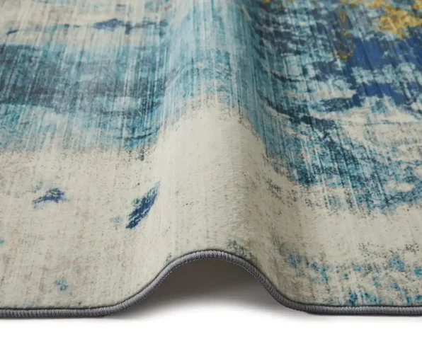 Lux Washable LUX04 Blue Gold Rug