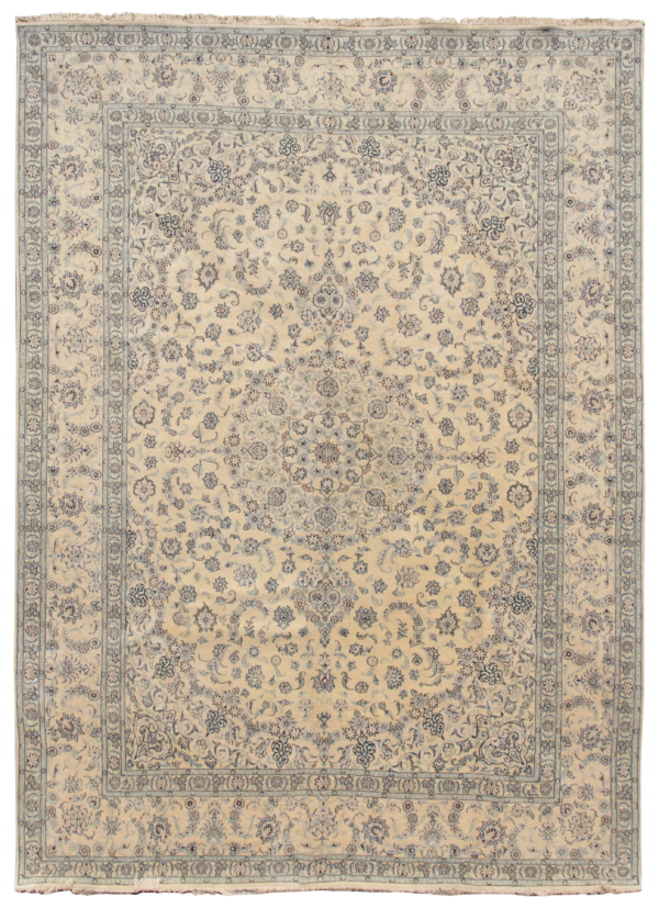 Naein Tea Wash Cream Wool & Silk Carpet