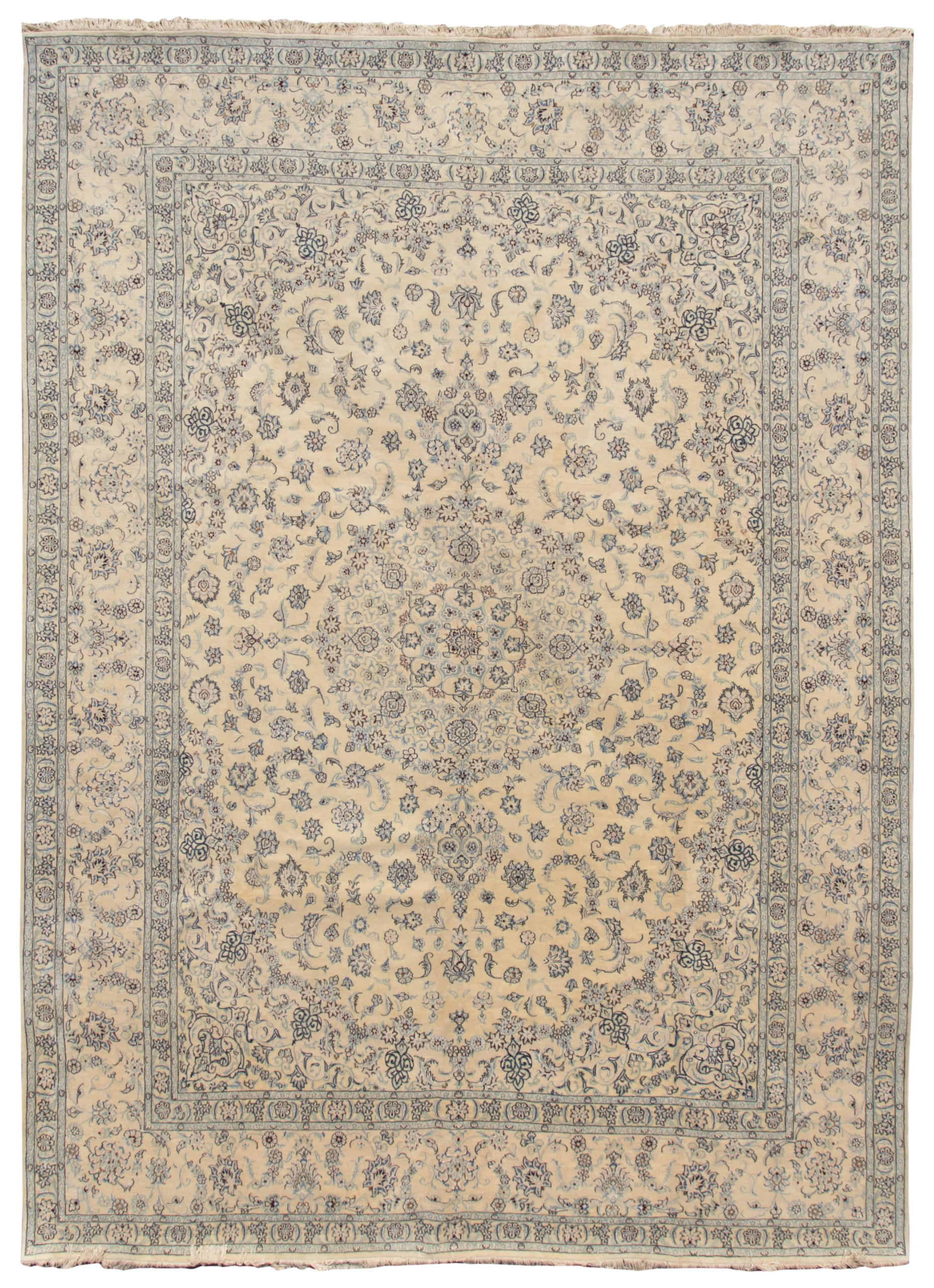 Naein Tea Wash Cream Wool & Silk Carpet