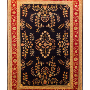 Tabriz Lilian Navy Blue Wool & Silk Carpet