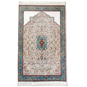 Aqua & Beige Ornate Islamic Prayer Mat