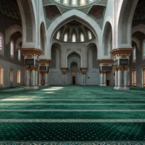 Deep Green Mosque Carpet – Prayer Row Design