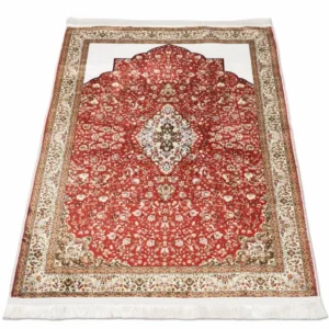 Deep Red Floral Muslim Prayer Mat