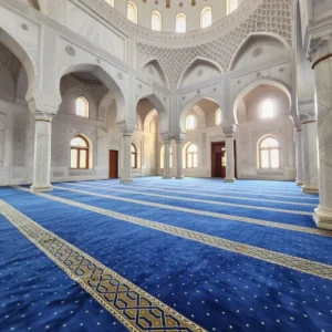 Navy Blue Mosque Carpet – Prayer Row Design