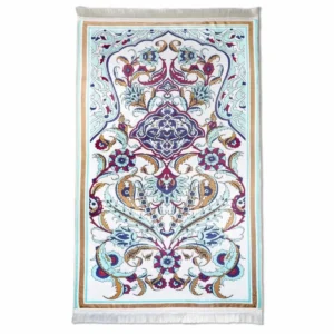 Pastel Floral & Aqua Muslim Prayer Mat
