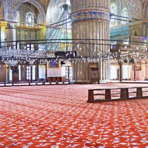 Red Mosque Carpet – Classic Islamic Design