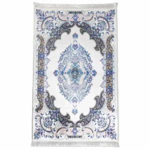 White & Blue Diamond Muslim Prayer Mat