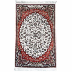 White & Red Ornate Islamic Prayer Mat