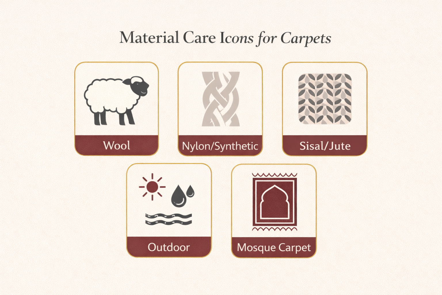 Material-specific care: Wool, Nylon, Sisal, Outdoor, Mosque