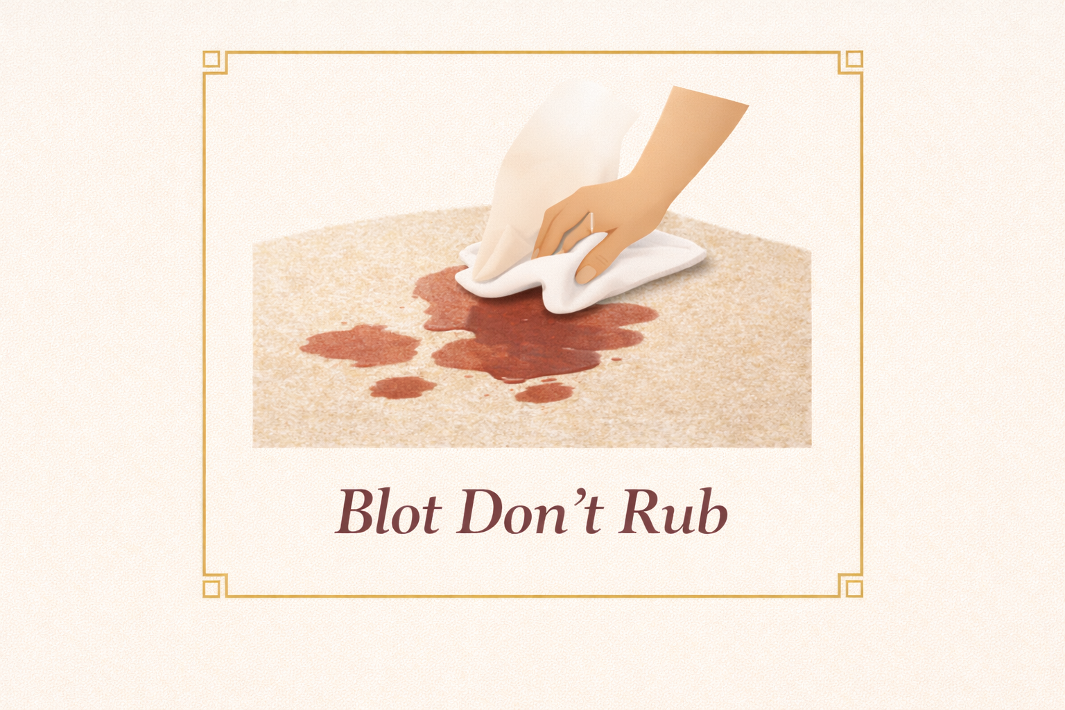 Stain removal: blot from outside in, do not scrub