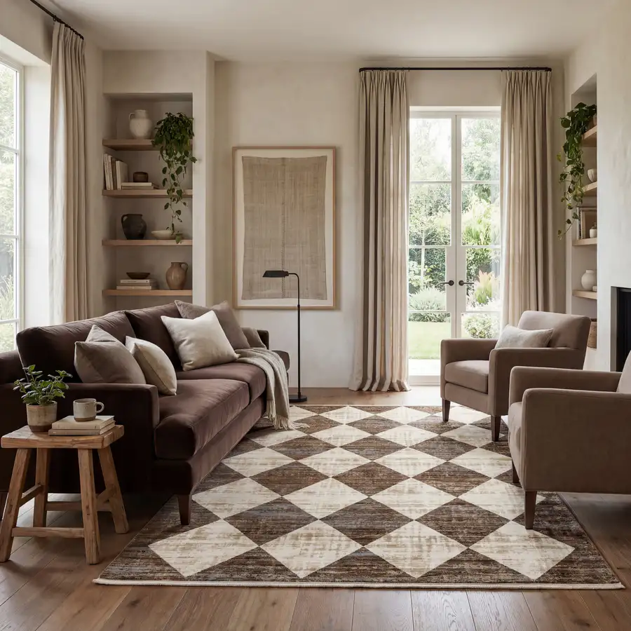 Vanni Checkered Fringed Rug