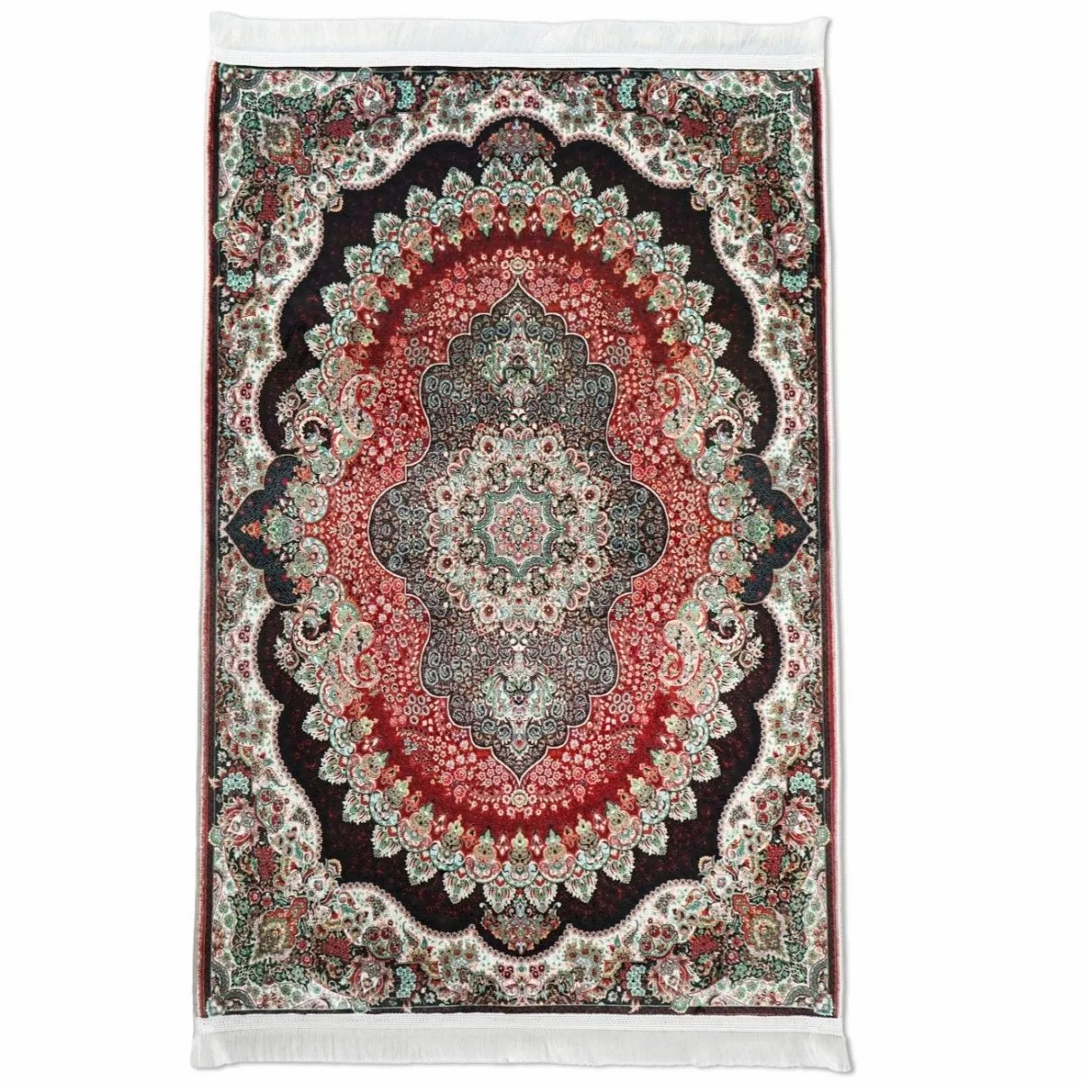 Black & Red Medallion Muslim Prayer Mat