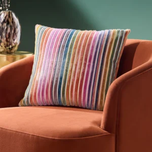 Bright 43 x 43cm Cut Velvet Stripe Cushion